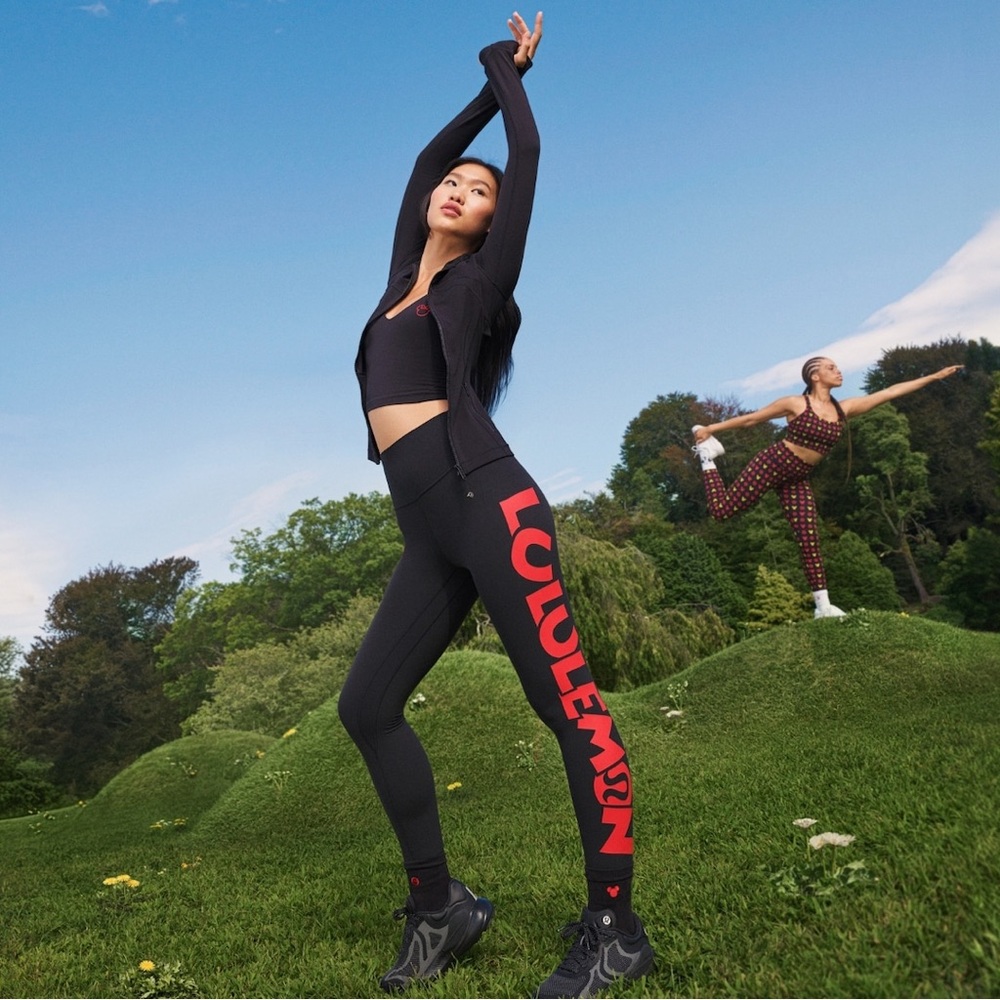 lululemon Disney Minnie Black Leggings with Red Logo